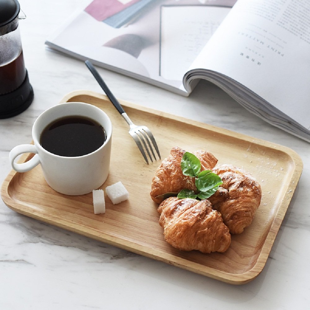 Lot De 2 Plateaux De Service Imitation Bois - Pratiques Et Élégants Pour Café, Thé Et Collations