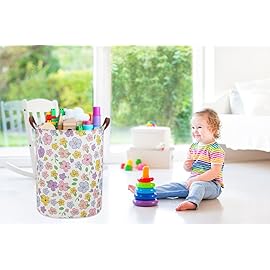 Sanjiaofen Kids Laundry Hamper,Flower Laundry Basket Collapsible Girls Storage Baskets for Home Decor,Office,Toy Organizer,(Flower)