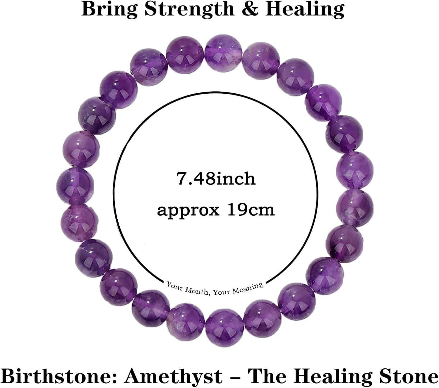 Birthstone Bracelet for Women Men,Natural Stone Beaded Bracelets,Healing Crystal Gemstones Stretch Bracelet Stress Relief Month Bracelet Birthday Jewelry Gifts - Image 4