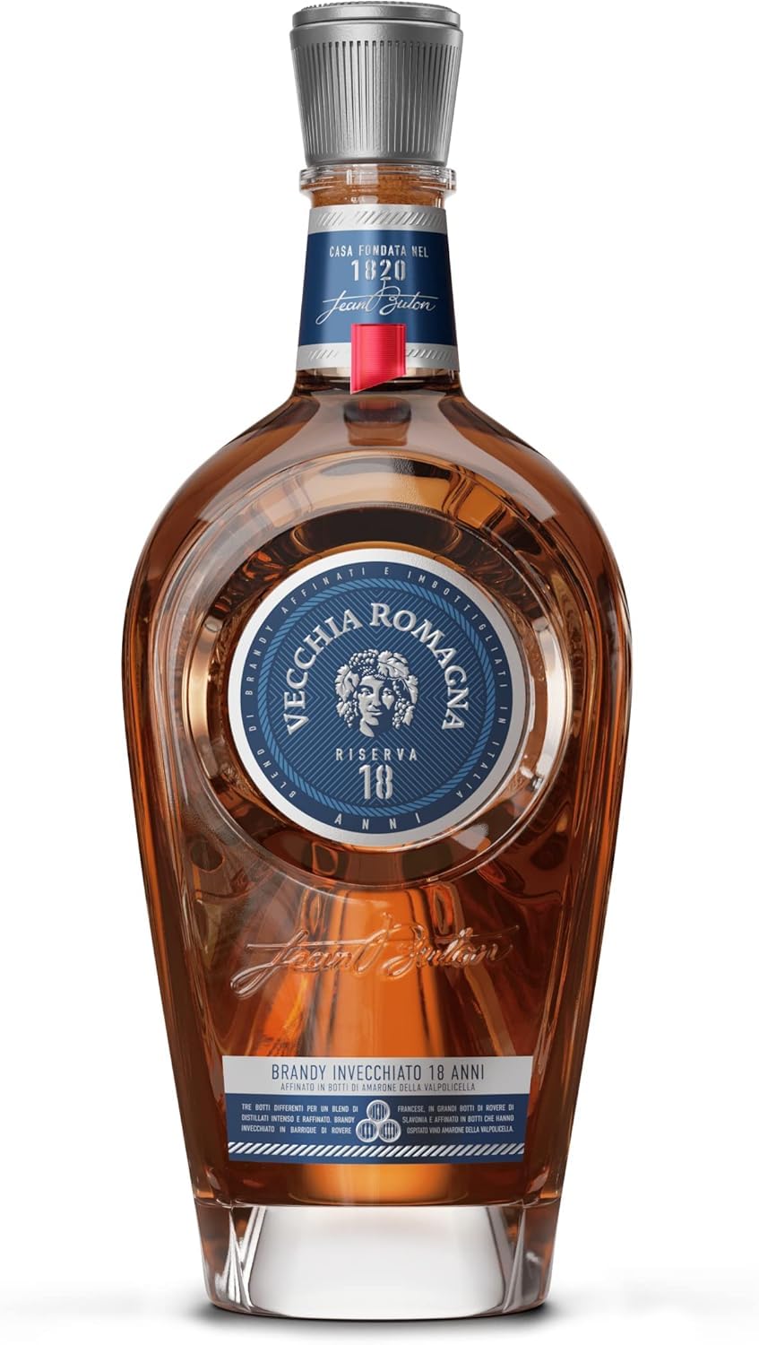 Vecchia Romagna Riserva 18 Jahre 70cl - Blend aus in Weinfässern des Amarone della Valpolicella gereiften Bränden. 43.8% vol.