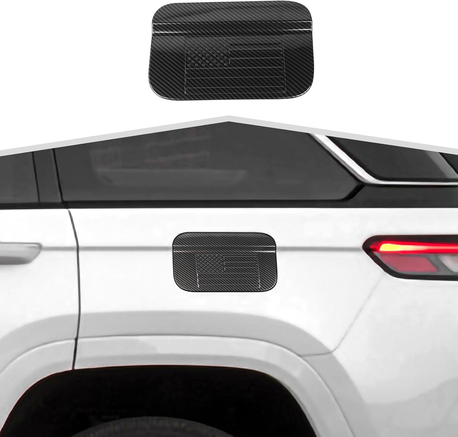 Fuel Tank Gas Door Fit for Jeep Grand Cherokee 2021+ Fuel Gas Tank Cap Cover Fuel Filler Door Replacement Exterior Accessories(Carbon Fiber Grain)