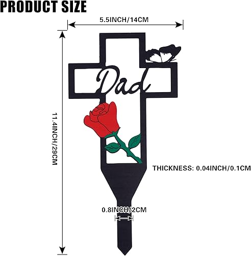 Miniatura 8 de Tugaizi Marcador conmemorativo para tumba de metal, placa de cruz de metal, marcador de tumba de jardín, estaca conmemorativa para papá, tumba de