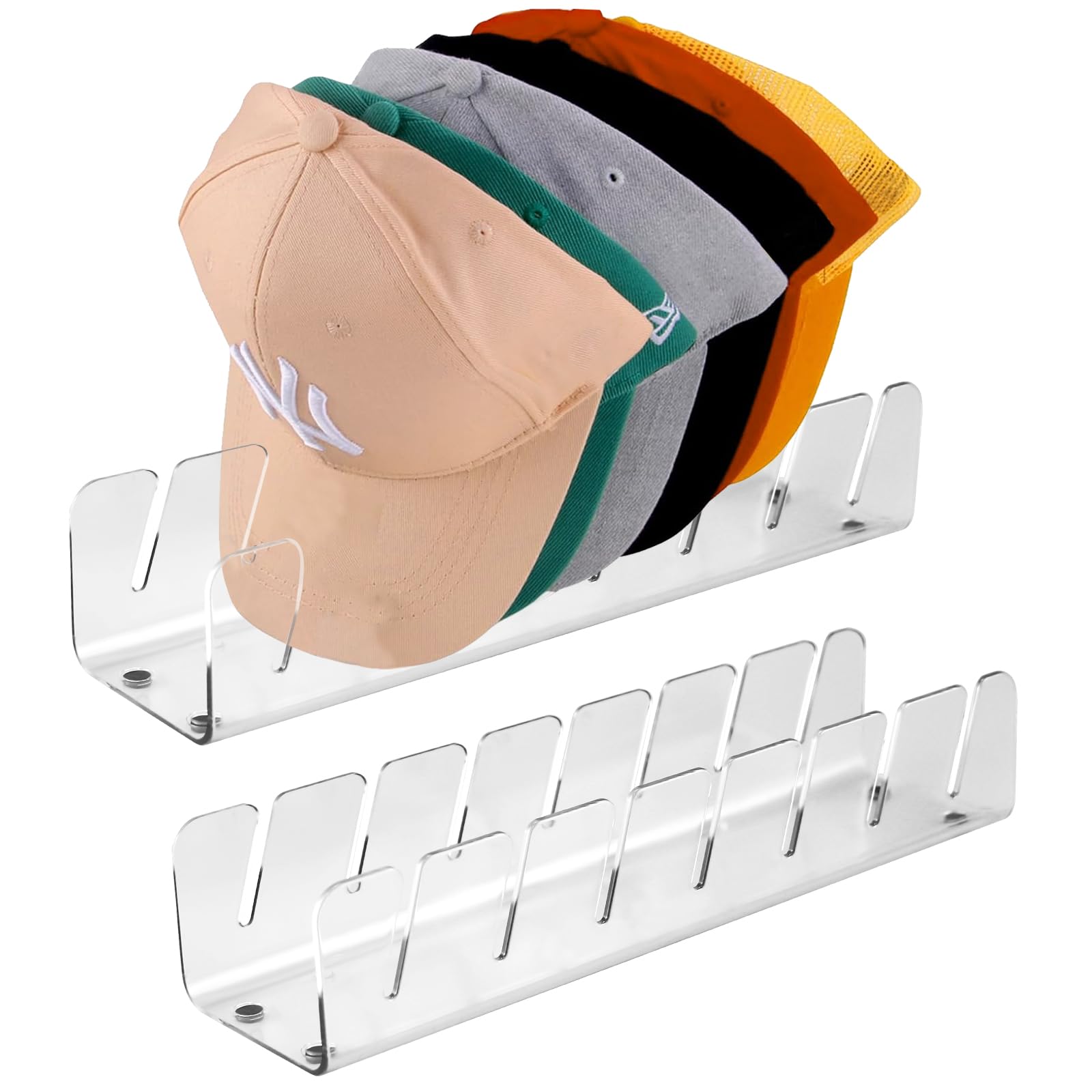 Supporto Per Cappelli In Acrilico - Organizer Da Tavolo Per 7 Cappelli Da Baseball - Foto 4