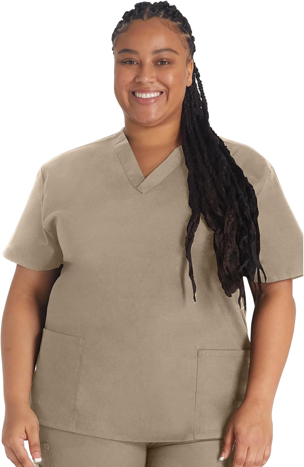 Dickies EDS Signature Scrubs for Women and Scrubs for Men, Unisex One Pocket V-Neck Top in Soft Brushed Poplin 83706 - Image 4