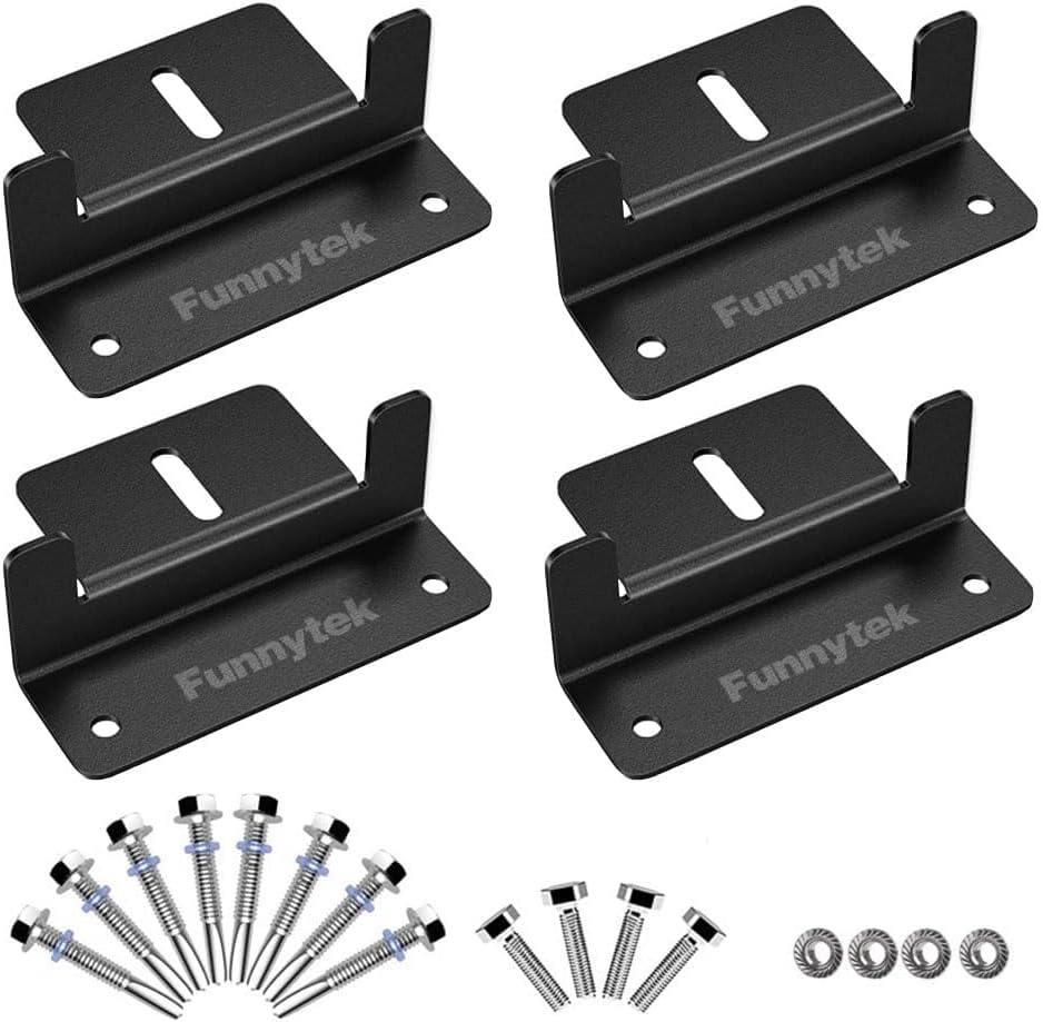 4Pcs Solar Panel Mounting Brackets Black Anodized Aluminum Lightweight Corrosion-Free Solar Z Brackets Supporting with Nuts and Bolts for RVs, Campers, Trailers, Boats, Yachts, Wall, Roof