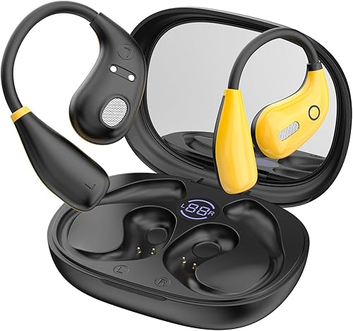 Auriculares abiertos, auriculares de oreja abierta, inalámbricos Bluetooth 5.4, 50 horas de reproducción, sonido estéreo, IPX7, impermeables, para