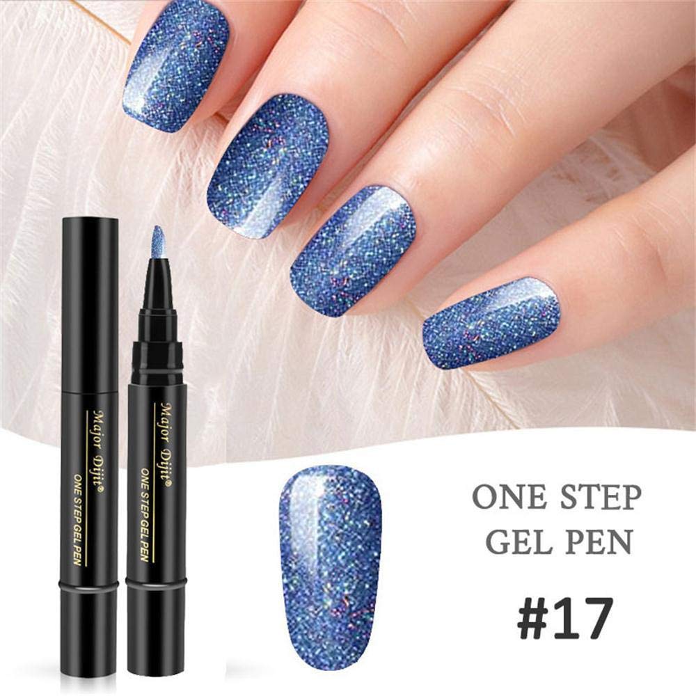 Nail Pen, Nail Gel Painting Varnish Pen Nail Art UV/LED Soak Off Gel Nail  Polish Super Shine Chic Glitter Different Colours Amaone (Q)