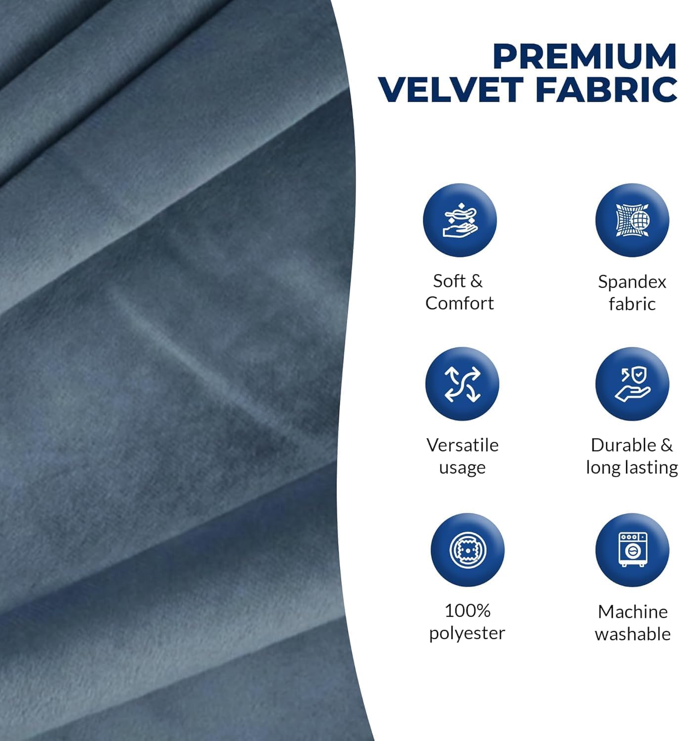 Greaton, 58-Inch Wide Premium Velvet Material Fabric for Drapery, Upholstery, and Bedding, 100 Percent Polyester Velvet Cloth for Crafts and Home Decor, Slate Blue, 4 Yards