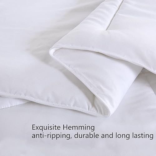 Miniatura 5 de Edredón alternativo de plumón con nudos en las esquinas, esponjoso, ligero, cálido y suave para todas las estaciones, colección de hotel reversible.