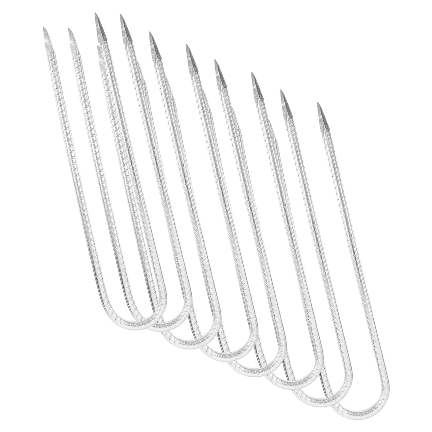 Picchetti da Campeggio a Forma di U 8 Pezzi Accessori per Fissare Tenda e Telo da Giardino in Acciaio Zincato Argento Attrezzi Resistenti per Outdoor
