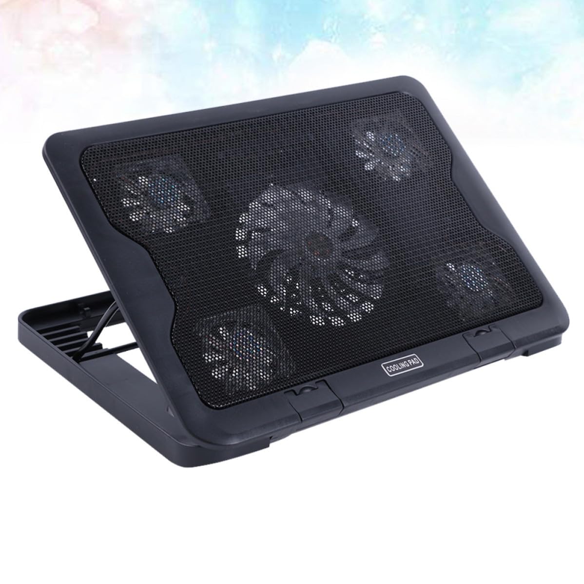 Base de Enfriamiento para Laptop 5 Ventiladores Silenciosos y Diseño de Metal Ajustable en Múltiples Ángulos, Adecuado para Decoracion Verano y Optimización de Disipación de Calor