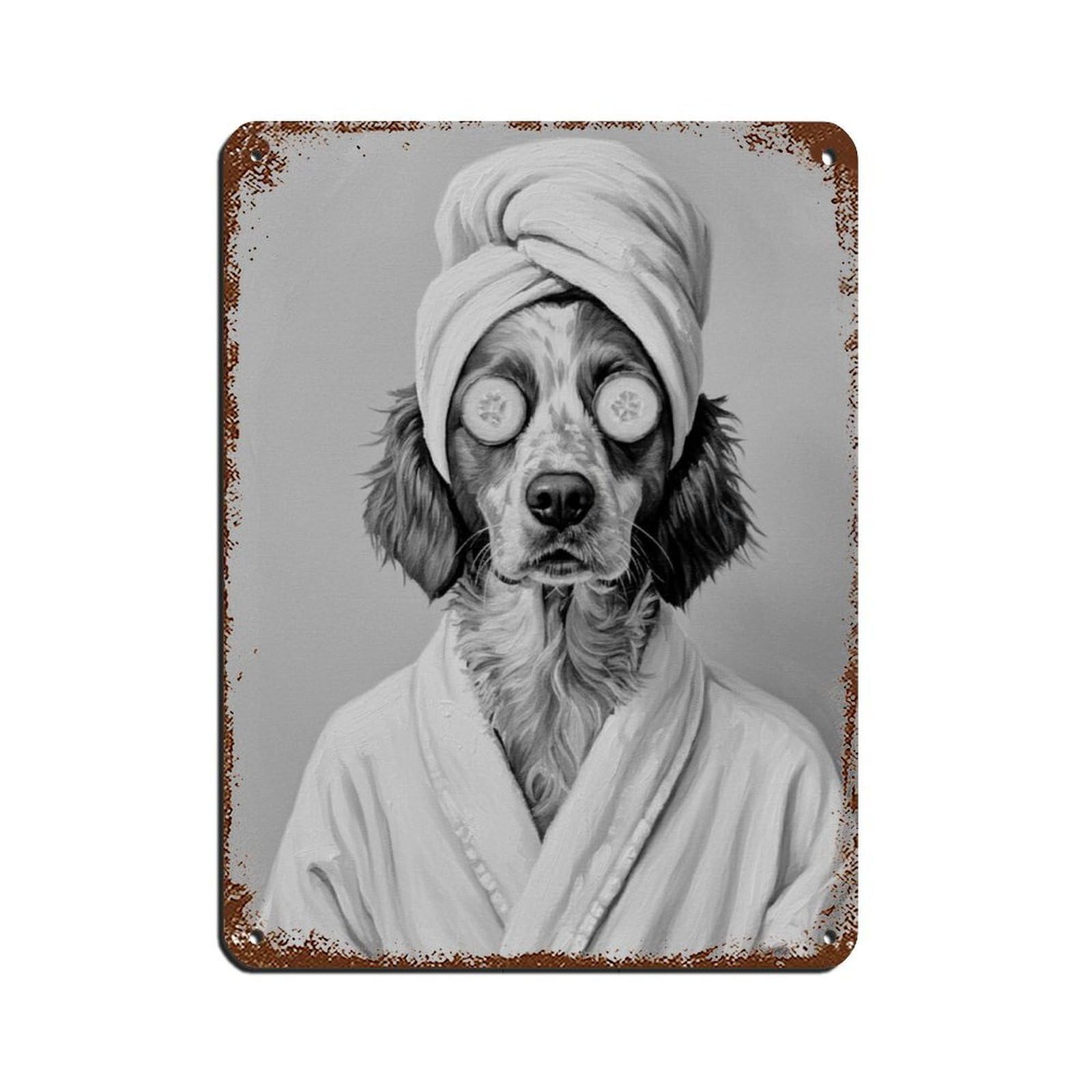 Brittany Spaniel Bathroom Art Tin Sign Vintage Metal Pub Club Cafe Bar Home Wall Art Decoration Poster Retro 12x16inch(30x40cm)