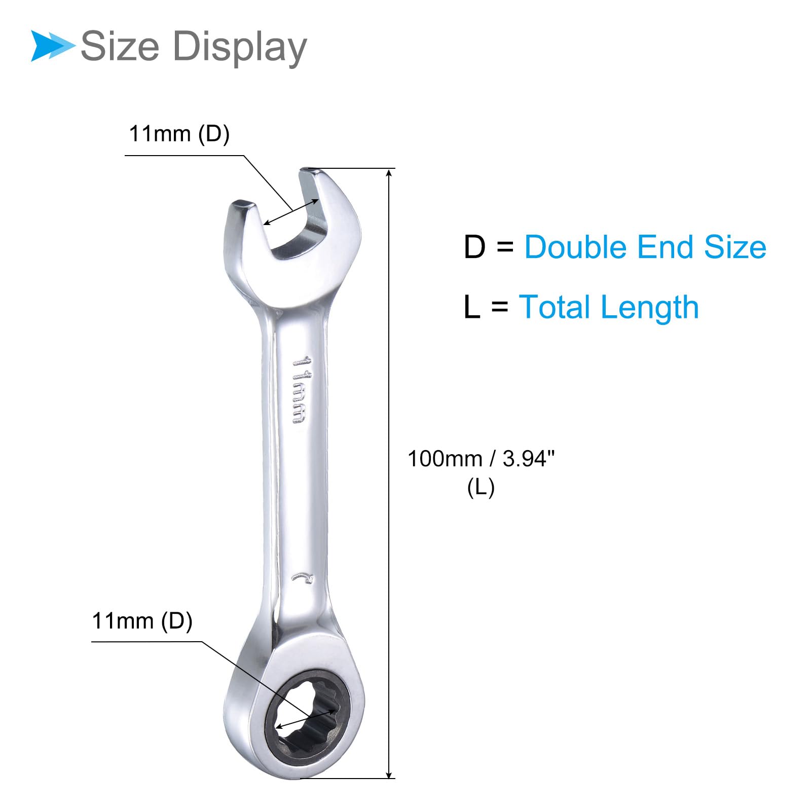 CoCud Ratcheting Wrench, 11mm Head Metric 72-Teeth, Cr-V Combination Wrench Spanner - (Applications: for Repairing Home Tasks) - Image 2