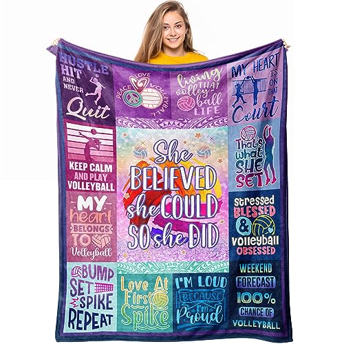 Loxezom Volleyball-Geschenk, Zubehör für Teenager-Mädchen, Volleyball-Team-Geschenk, Partyzubehör, Dekoration, Überwurfdecke, 152,4 x 127 cm