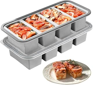 CEWROM Soups Freezer Container, 2 Pieces 250ml Silicone Freezer Mold with Lid, Large Ice Cube Mold, Silicone Freezer, Stackable Silicone Containers for Soup, Sauce Ice Cubes (Grey)