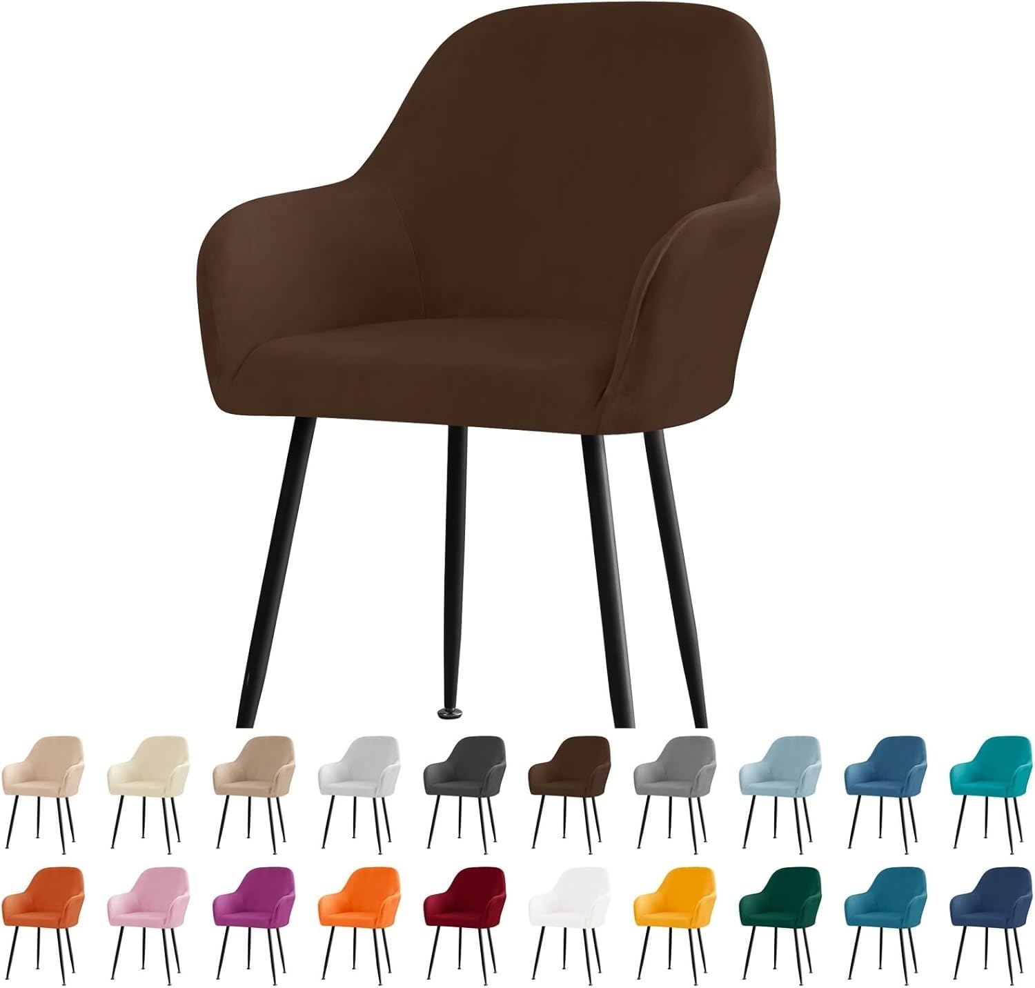 Housse de chaise velours extensible avec dossier curvé pour rénover 4 chaises