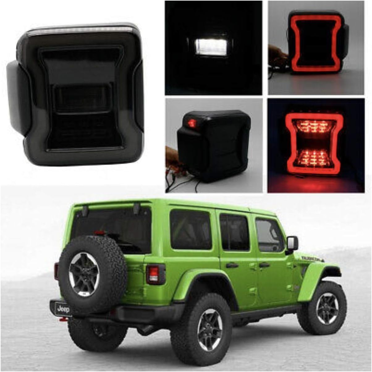 Smoked LED Tail Lights for Jeep Wrangler JL JLU 2018-2019 Brake Reverse Light Rear Back Up DRL Sport Rubicon Sahara