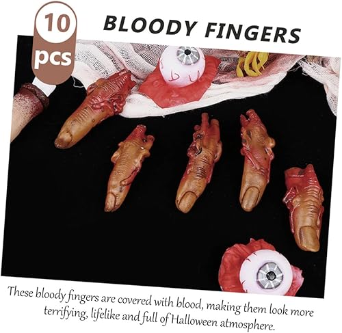 Miniatura 5 de Toyvian Caja de almuerzo de mano sangrienta, cuentas de ojos de Halloween, dedos de terror, juguete de Halloween, decoraciones de fiesta de