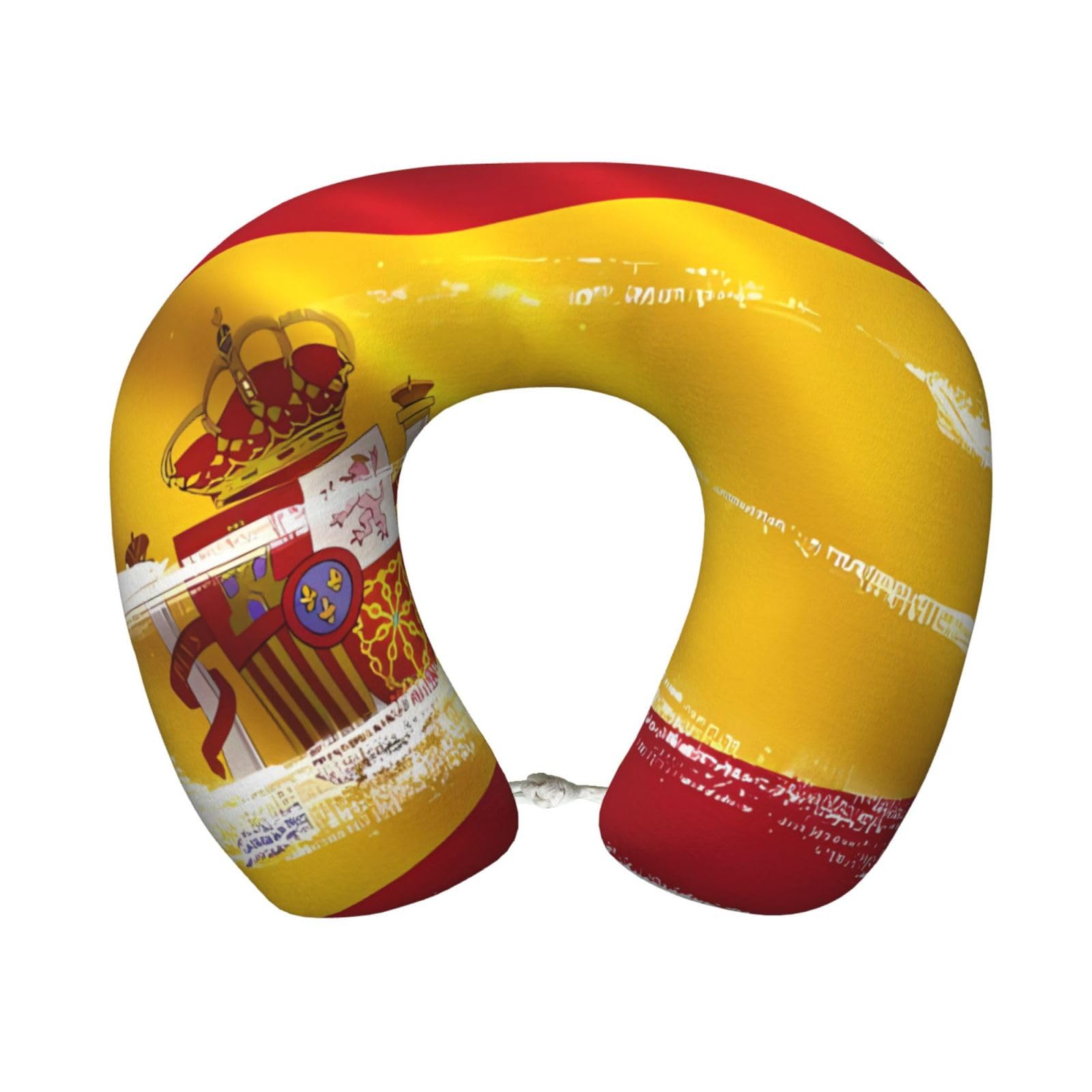 BOAIHH Spain Flag Memory Foam Travel Pillow for Soft Comfort Fits Snugly for Naps Office, and Airplane Use