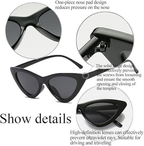 Miniatura 2 de FBHLZ Gafas de sol de ojo de gato retro para mujer, gafas de sol angostas ojo de gato, gafas de sol retro, accesorios de verano