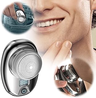 Mini Shaver Portable Electric Shaver, Upgrade Rechargeable USB Electric Shaver with LCD Screen, Waterproof Pocket Portable Electric Shave Easy One-Button Use for Home, Car, Travel /40 (Color : Silver