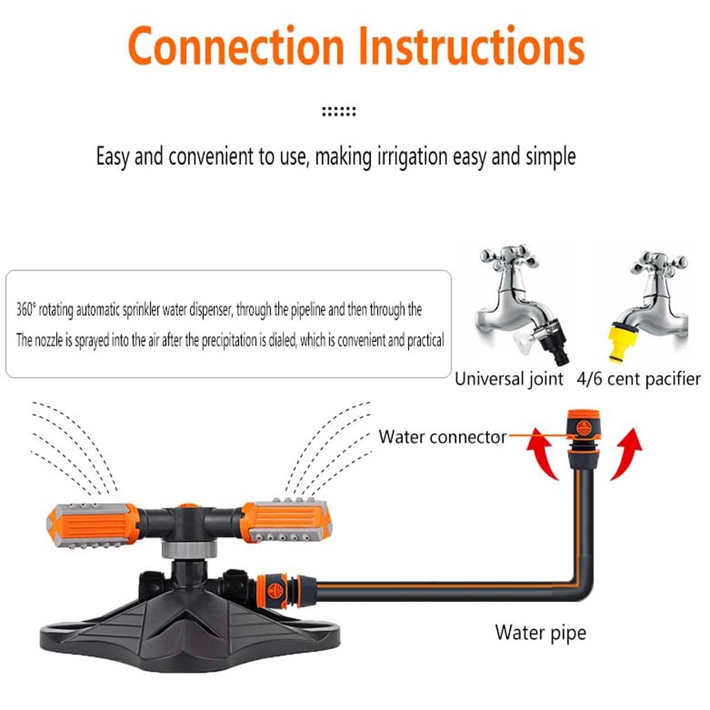 WZX Aspersor de césped de 250 mm, Cabezal de rociador Giratorio automático móvil de 360 ​​​​Grados Aspersores de jardín Riego para Invernadero de jardín