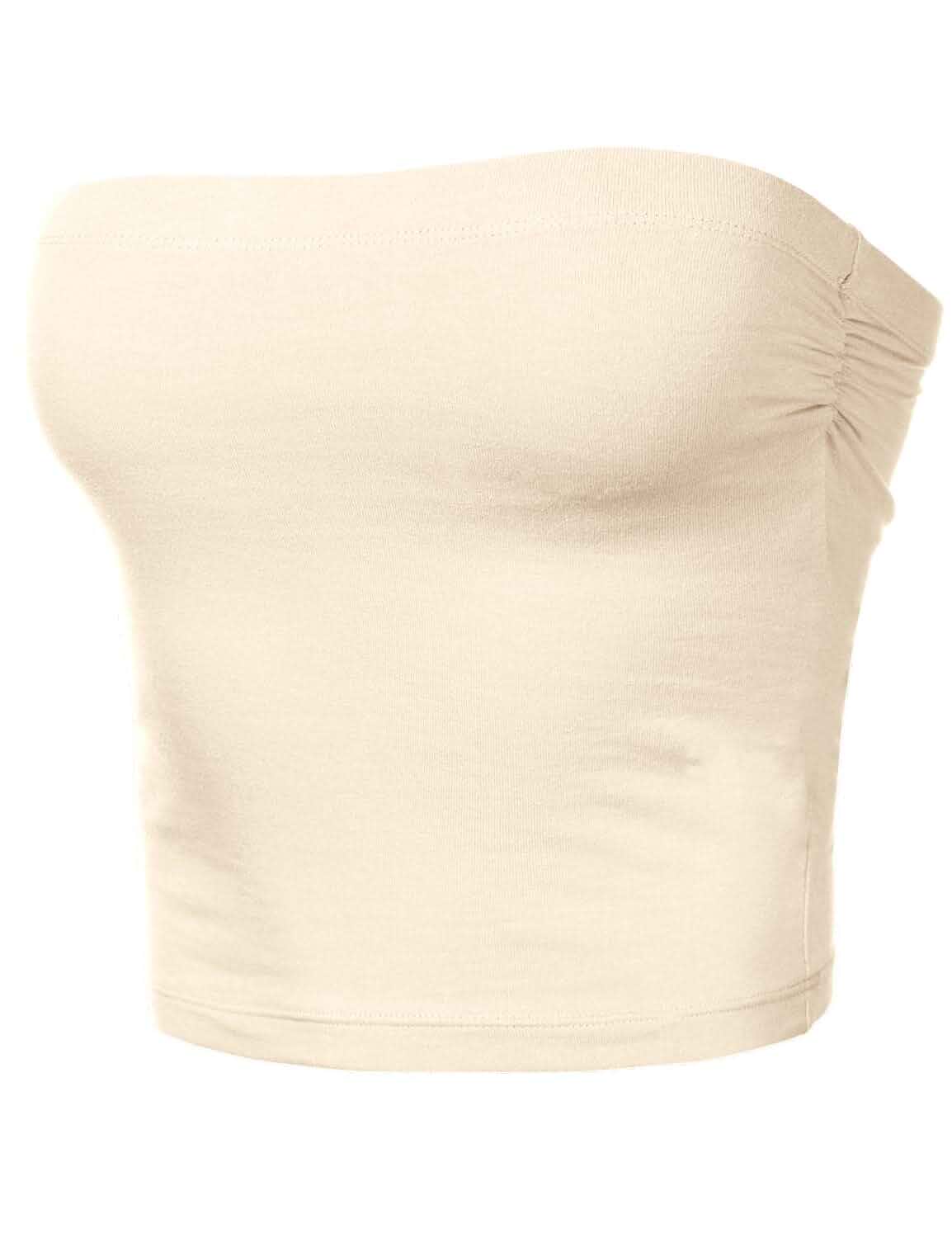 Women's Shapewear Tube Tops Strapless Ruched Built-in Shelf Bra Slim