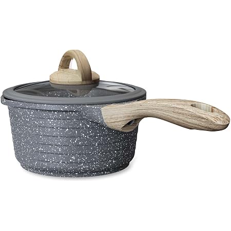 Non-Stick Saucepan Pot 1.5 Qt Easy Storage Foldable Knob Gray main image 1