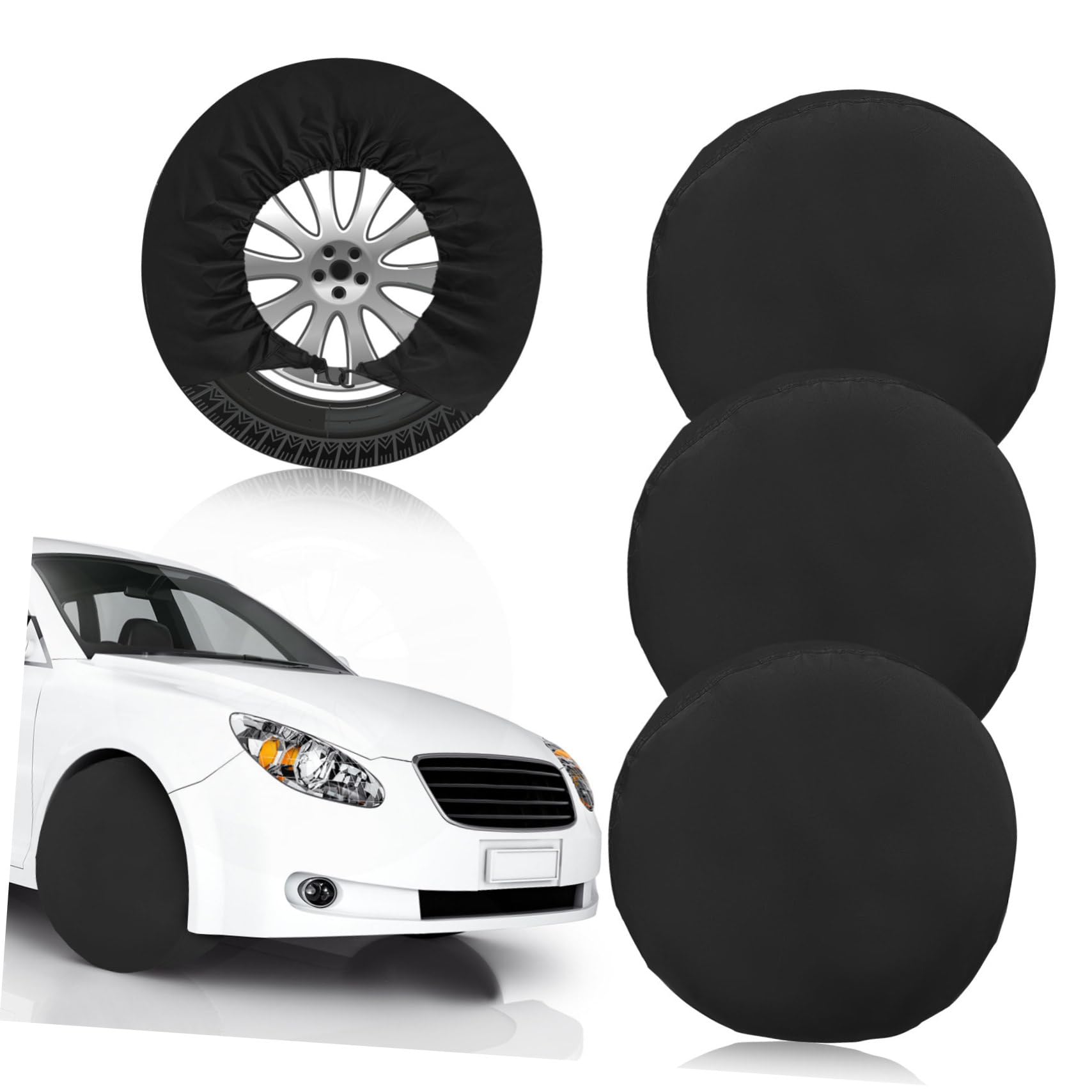 Zerodeko 4pezzi Copriruota Oxford Protezione per Pneumatici di Camper Auto Camion e Roulotte Elasticizzato per Fissaggio Sicuro