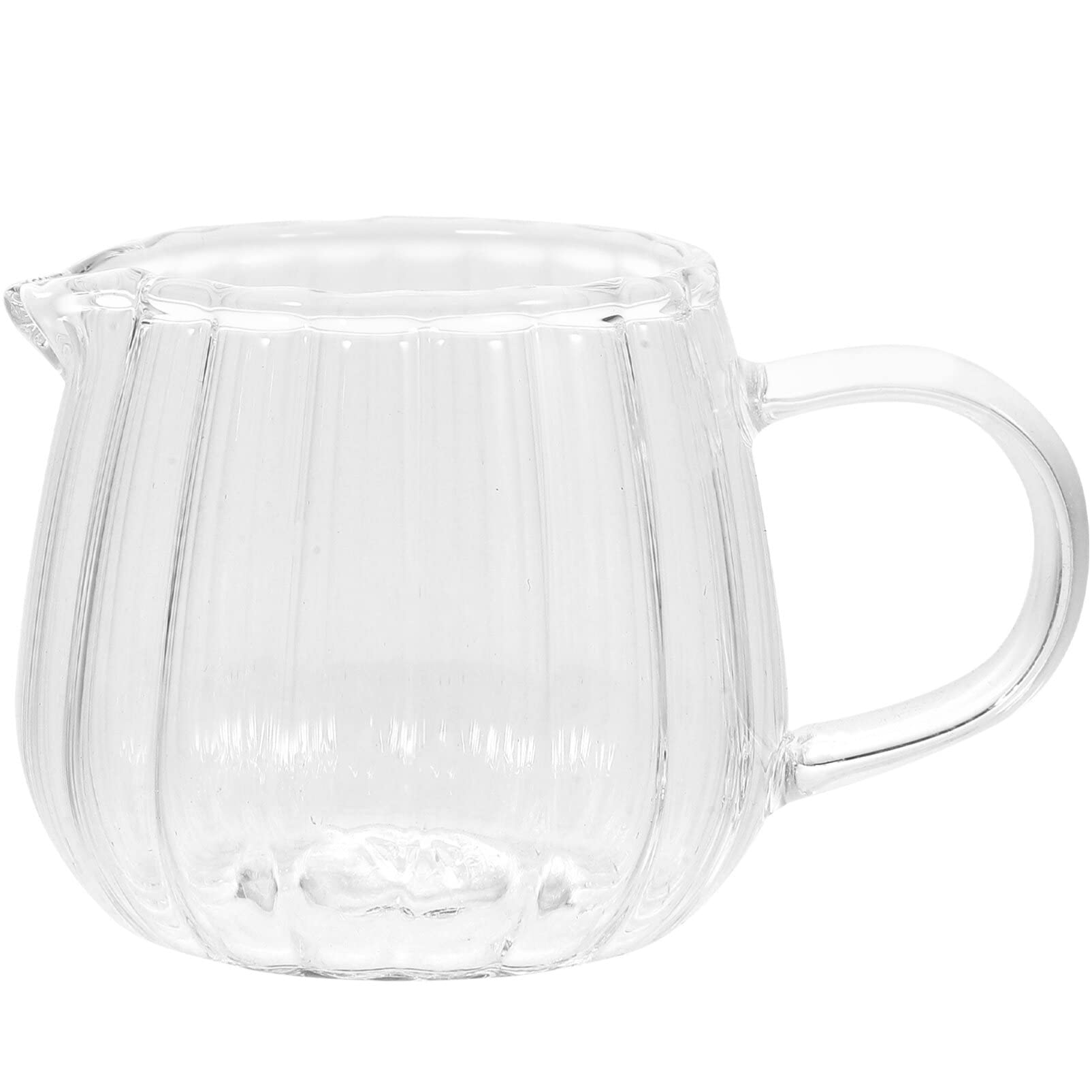 ULTECHNOVO Striped Glass Milk Jug Mini Creamer Pitcher 2.8 Oz Heat Resistant Milk Pourer for Coffee Espresso Sauce Serving