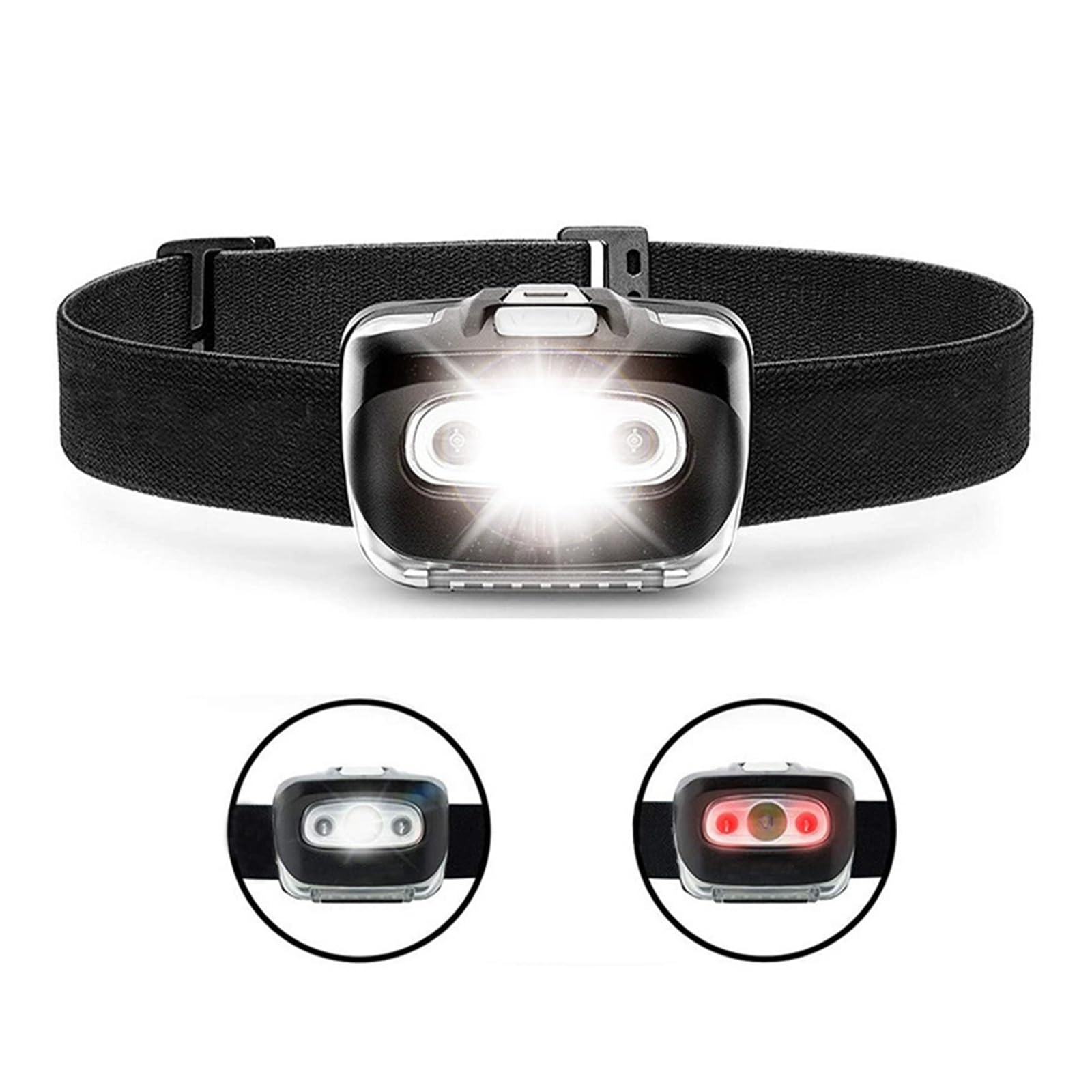 Lot de 2 lampes frontales d'extérieur étanches réglables avec lumière rouge LED