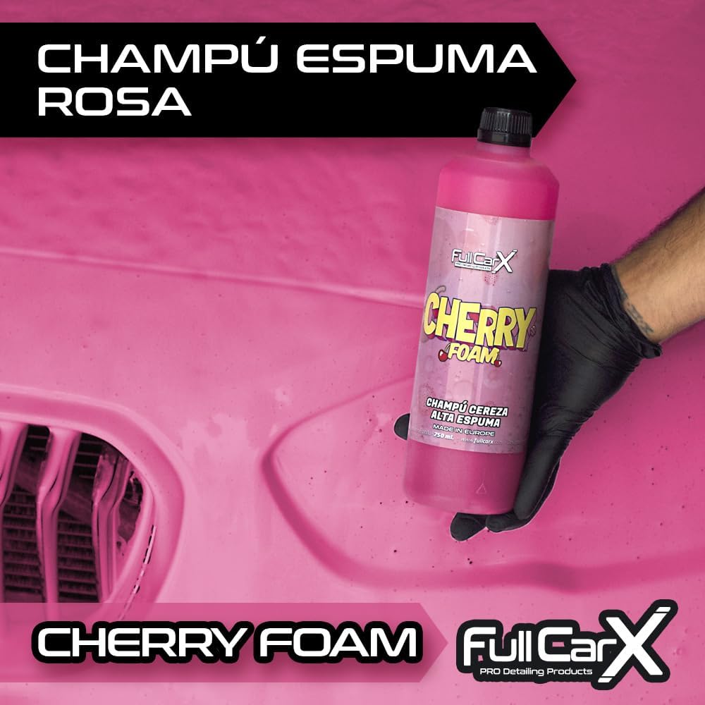 AutoFullCar - Cherry Foam Champú Cereza Garrafa 5 litros Activo Super Brillo FullCarX Agradable Aroma de Cereza