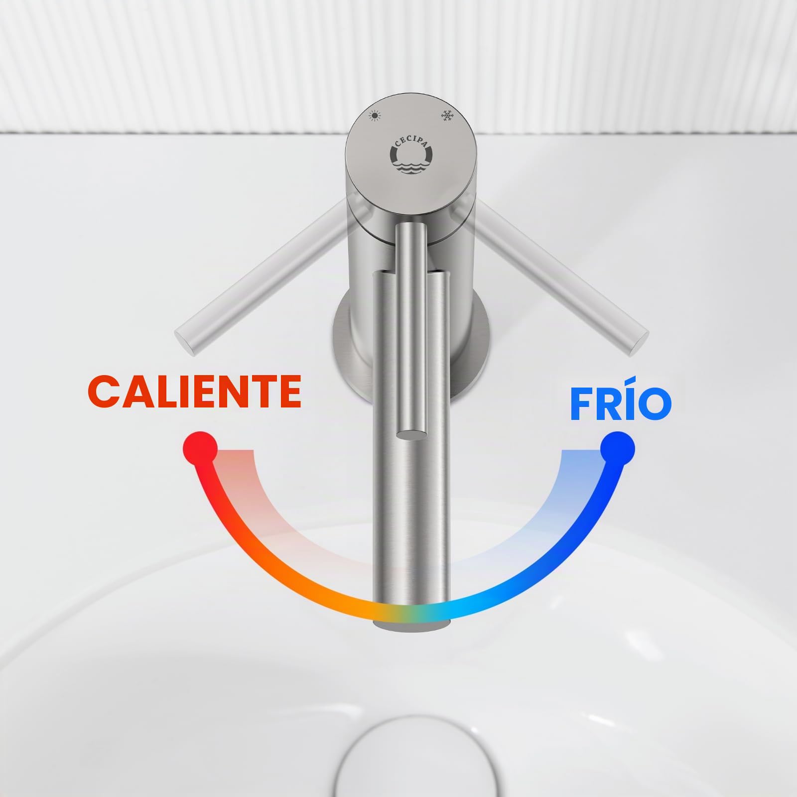 CECIPA Grifo de Lavabo Moderno Griferia Baño Caliente y Fría Grifo Lavabo Baño Acero Inoxidable Griferia Lavabo con Altura Salida de Agua 90mm
