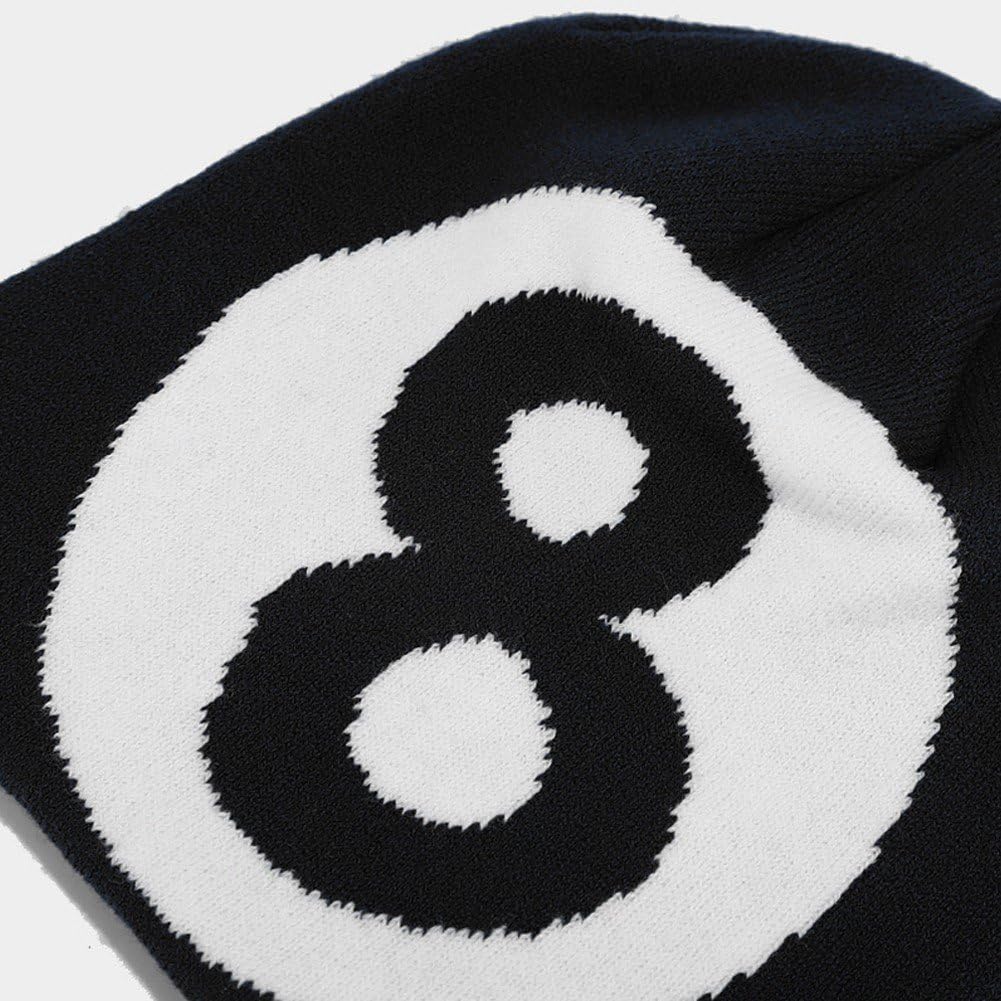 Wełniana dzianinowa czapka, czapka typu beanie cargo z numerem 8, zimowa dzianinowa ciepła czapka unisex luźna czapka na zimę na zewnątrz