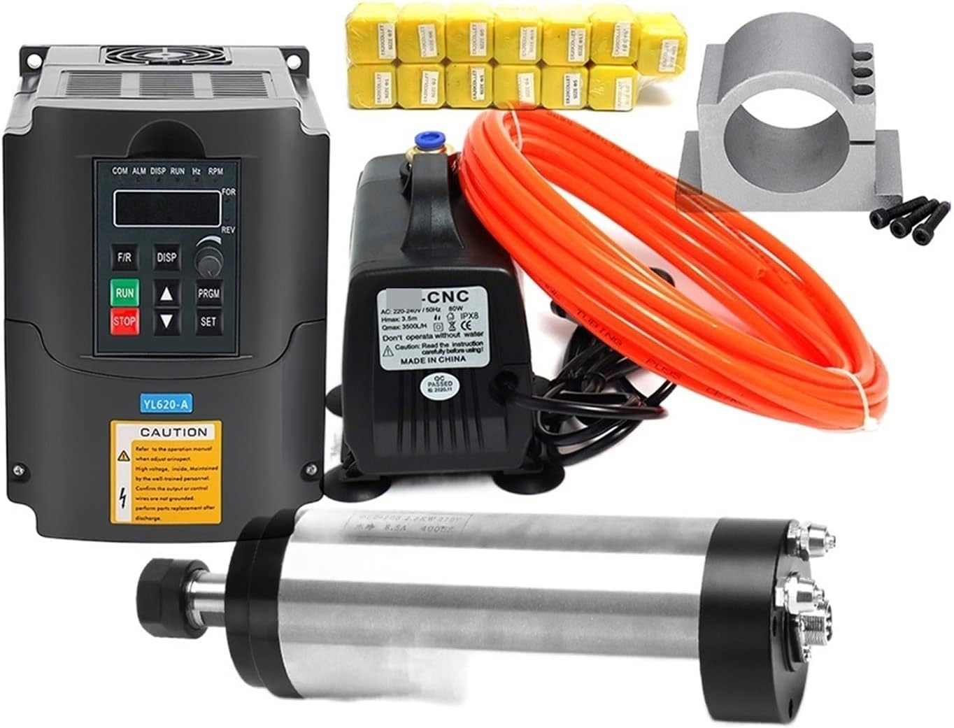 Amazon.co.jp スピンドルモーター、 2.2kw ER20 水冷スピンドルキット 水冷スピンドル + 2.2kw インバーター