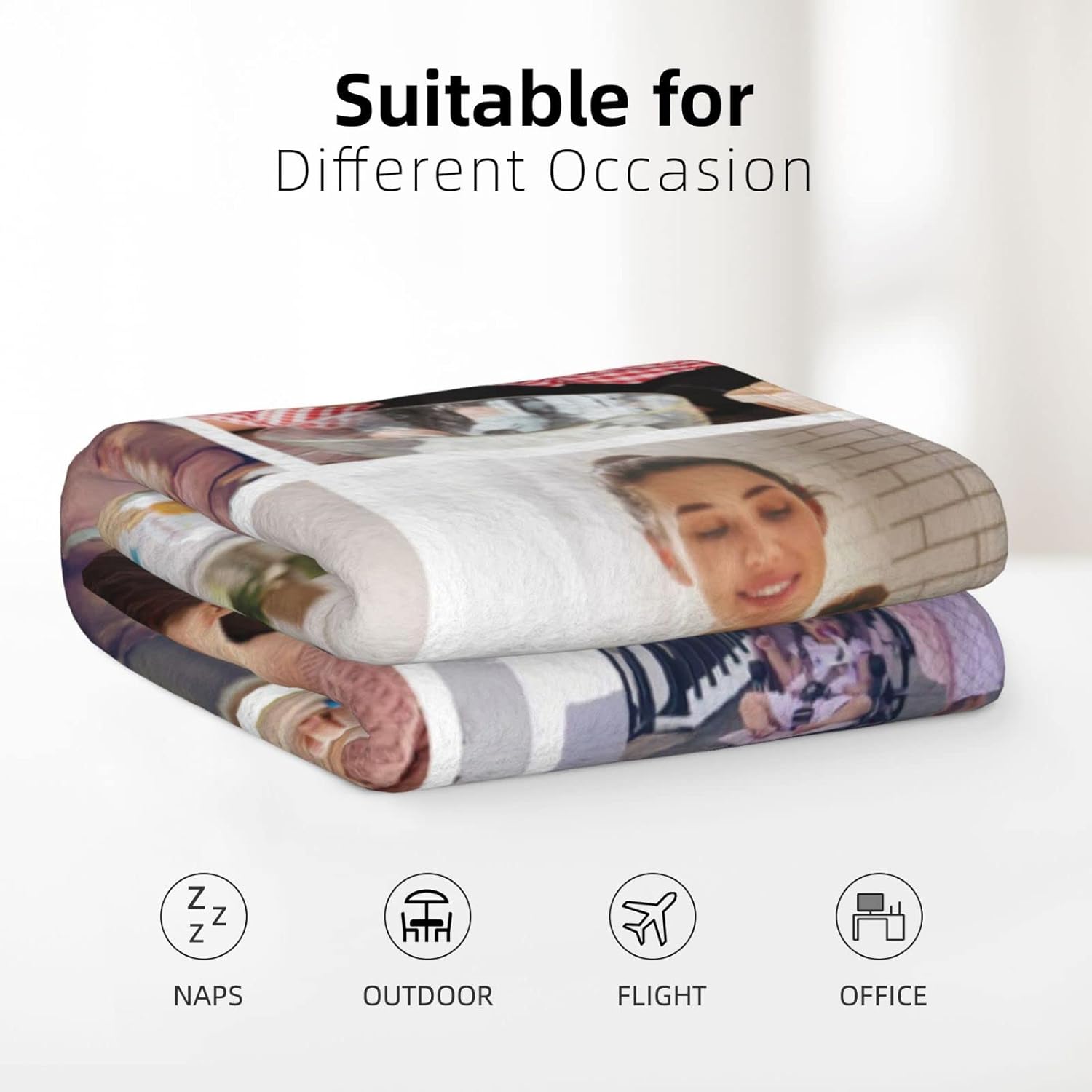 Custom Blanket with Text Photos Customized Blanket Personalized Throw for Adult Kid Birthday Wedding Christmas Halloween Fathers Mothers Valentines Day Present Couch Sofa Bedroom 60"x50"