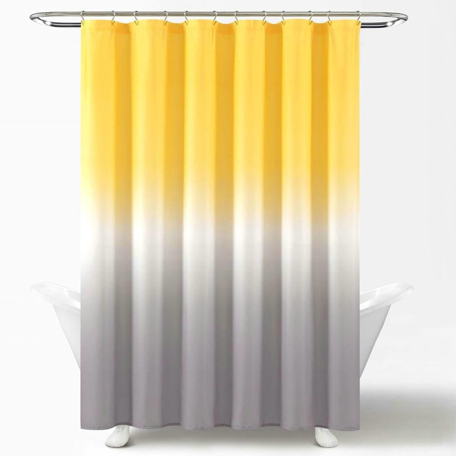 Uiyiui Multicolor-2 Ombre Shower Curtain 51X71in/130X180cm/Wxh Yellow Grey Gradient Bathroom Curtain, Modern Waterproof Polyester Shower Curtain Liner For Bathroom Bathtub Decor With Hooks