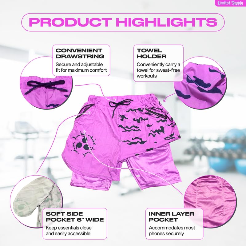 CROWN Anime Shorts - Breathable Stretch Compression Gym Short with Pockets and Towel Holder3