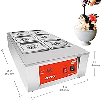 Vista 2 de ALDKitchen Olla eléctrica para fundir chocolate, fondue de chocolate, acero inoxidable, 110 V (6 tanques (27 libras)