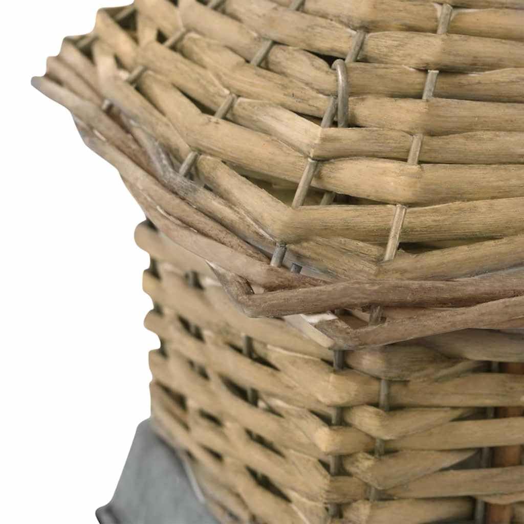 3 pajareras nido de hierro fundido y mimbre marrón, 17 x 17 x 19 cm, para pájaros silvestres cantores en balcón, jardín como comedero con techo protector