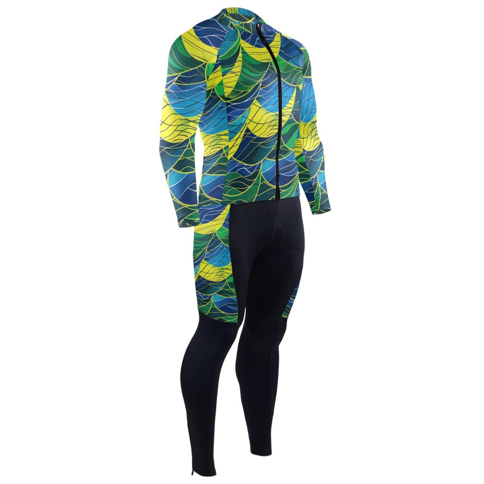 Radtrikot für Herren, mit Taschen, atmungsaktiv, für kaltes Wetter, 3D-gepolstert