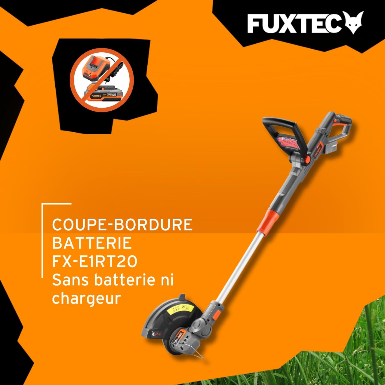 Fuxtec Coupe Gazon/Coupe Bordure à Batterie 20V FX-E1RT20 – sans Batterie Li-ION ni Chargeur – Largeur de Coupe 25 cm