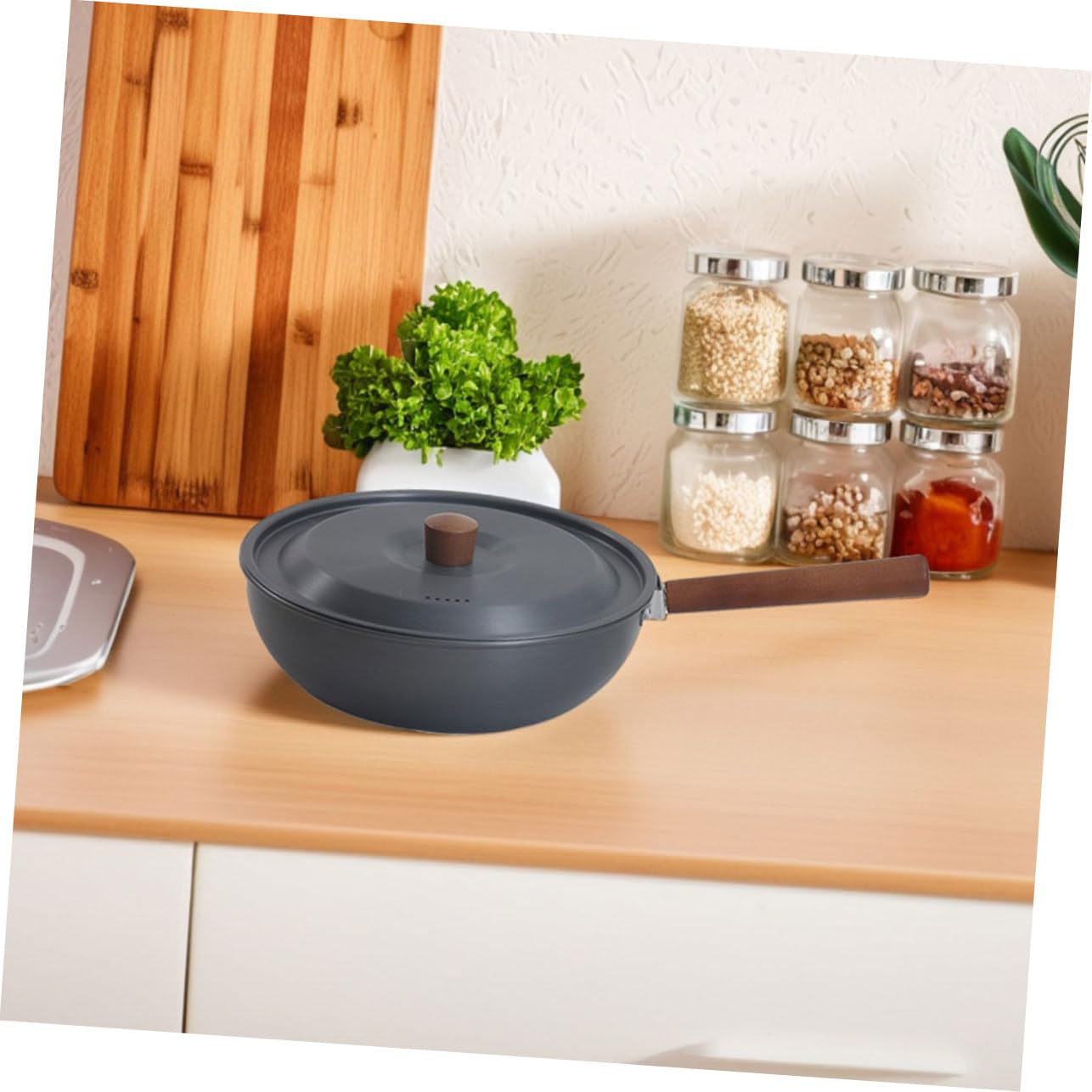 Abaodam Cazuela Camping Gas Portátil de Camping para Cocinar, Sartén Pequeña de Aleación de Aluminio Mango Desmontable y Superficie Antiadherente para Picnics y Viaje