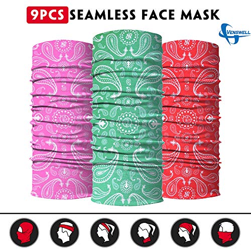 Image of Venswell Neck Gaiter Face Mask Men Women,Seamless Bandana Rave Face Cover Scarf Mask,Balaclava,Headband, Head Wrap,Headwear