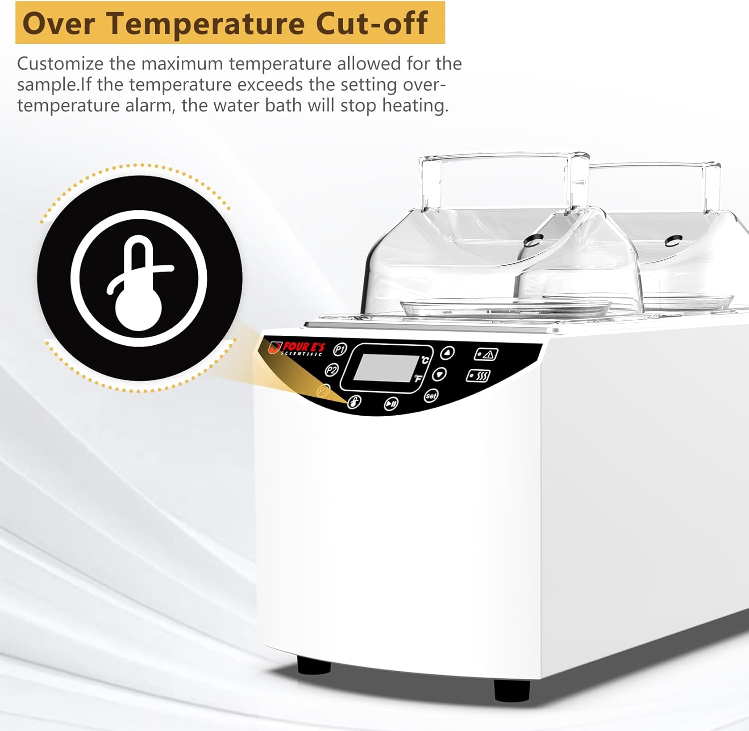 4E's USA Lab Water Bath - Digital 5 Liter Laboratory Thermostatic Water Bath Heater with Precise Temperature Control, Double Safety Features, Easy to Read LED Display