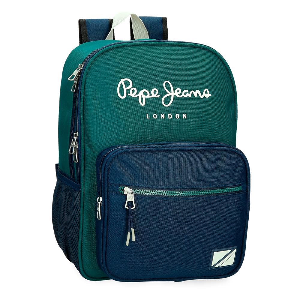 Pepe Jeans Ben Mochila Escolar Doble Compartimento Verde 30x40x12 cms Poliéster 14,4L by Joumma Bags