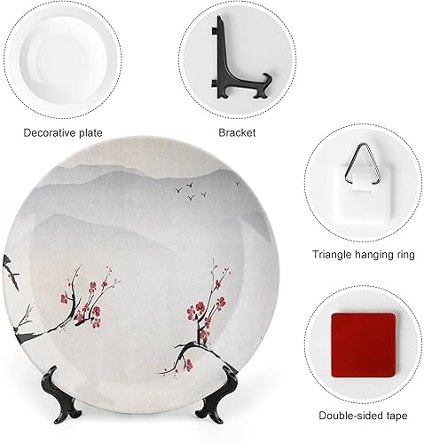 Miniatura 10 de Platos decorativos, adorno con estampado asiático, ramas de árbol de Sakura en flor de cerezo japonés, 6 pulgadas, decoración de pared de cocina,