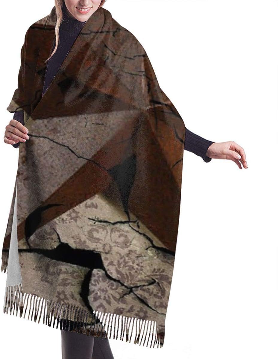 GenericVintage Rustic Western Country Texas Lone Star Cashmere Scarf for Women Men Lightweight Oversized Fashion Soft Winter Scarves Fringe Shawl Wrap