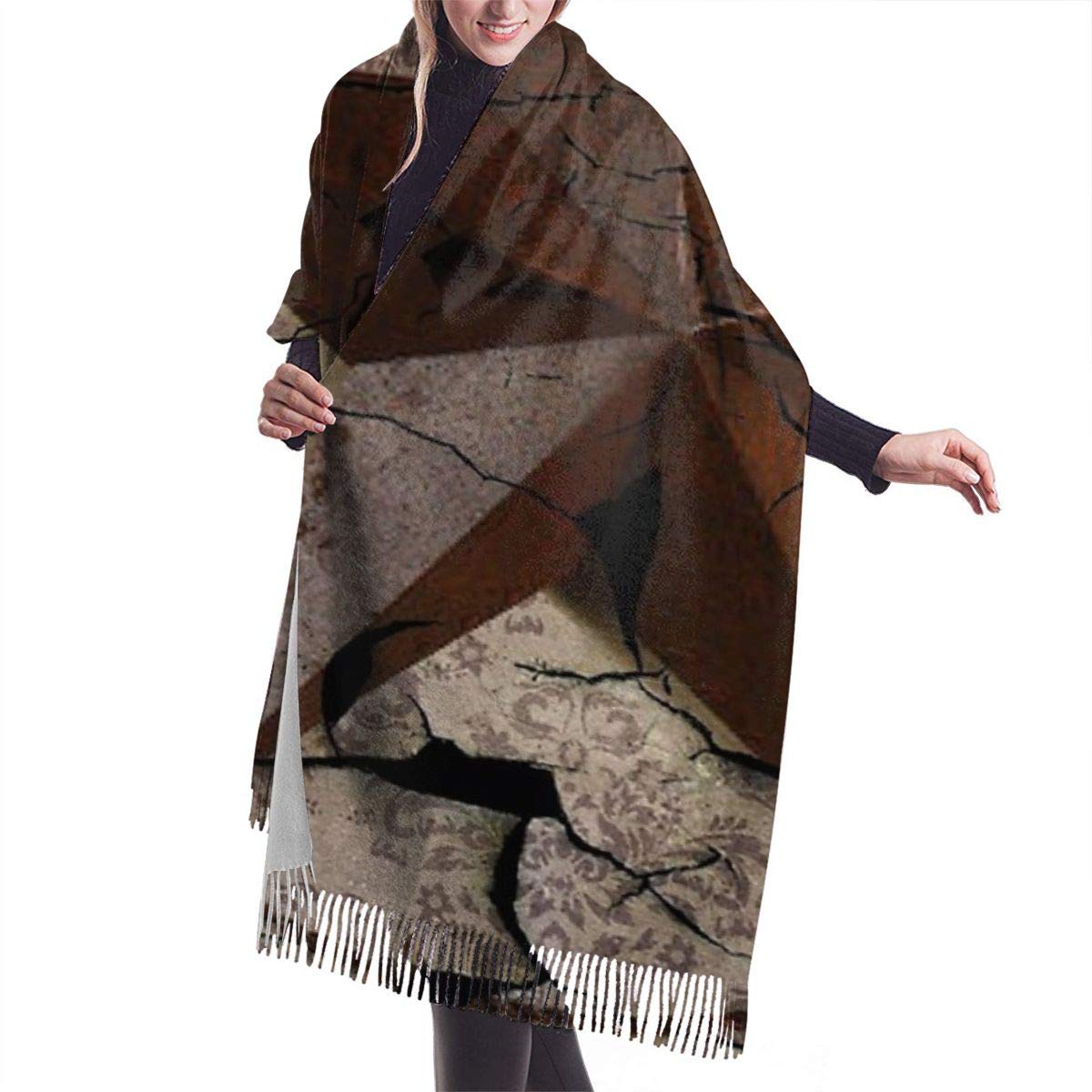 GenericVintage Rustic Western Country Texas Lone Star Cashmere Scarf for Women Men Lightweight Oversized Fashion Soft Winter Scarves Fringe Shawl Wrap