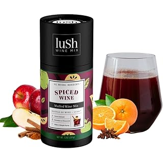 Lush Wine Mix, Holiday Spiced Wine, Makes 8+ Drinks, Organic Cocktail Mixers, Mocktails Non-Alcoholic Drinks, Mulled Apple Cider, Traditional Mulling Spices, Instant, Gluhwein, Sachet Bag - 1 Pack